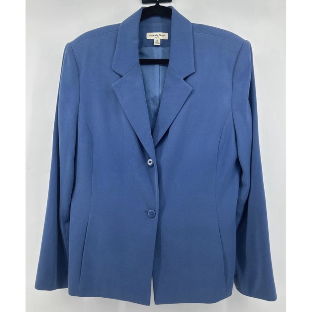 Vintage 90s Amanda Smith Blue Corporate Core Old Money Blazer Size 16 Classic